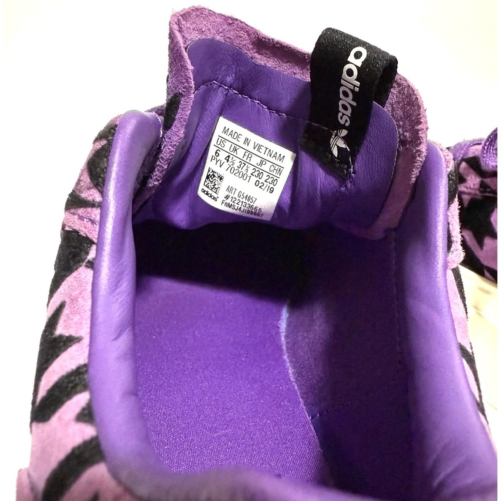 Adidas Originals Sneakers Women Size 6 Hypersleek Purple Black Houndstooth Suede - Picture 7 of 9